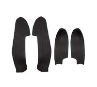 FIXCOR Garnitures de poignées de porte et d'accoudoirs en cuir pour Nissan pour Qashqai J11 2016-2018 - 4 pièces(Black-red line)