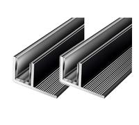 Fixe Verre Douche Profond profilé en U En forme de F Douche Cabine Intégrée Fente, Cloison Bordure Bande Guide Rail, Verre Fixation Mur Sol Plafond Fixation Profil(F-Type Black,L 1m/3.2ft - W 10mm)