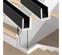Fixe Verre Douche Profond profilé en U Rail Fixe Noir pour Garde-Corps Verre Escalier, Profil Rainure Profonde Encastrée pour Maison, Appartement, Hôtel, Résidence(L-80cm/31.5in,W8mm(5/16in))