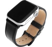 FIXED Bracelet en cuir pour montre connectée Apple Watch 42 / 44 / 45 / 49 mm, noir - cuir véritable, boucle en acier inoxydable