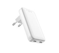 FIXED Chargeur de voyage Slim 2xUSB-C, GaN, support PD, 45 W, blanc