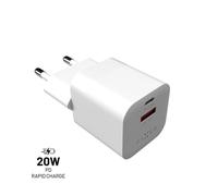 FIXED Mini Chargeur de voyage USB-C/USB 20W, Blanc