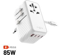 FIXED Voyager Travel GaN PD 85W pour EU UK et USA/AUS avec 4x USB-C et 1x USB blanc