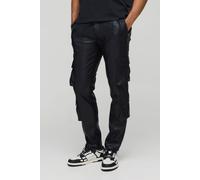 Fixed Waist PU Skinny Stacked Flare Trouser homme - noir - 34, noir