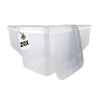 FixedByU 20 seaux avec couvercle 9l transparent carré | Seau en plastique alimentaire, étanche et stable | Seaux vides avec poignée et couvercle adaptés pour aliments, chimie, lessive en poudre