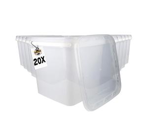 FixedByU 20 seaux avec couvercle 9l transparent carré | Seau en plastique alimentaire, étanche et stable | Seaux vides avec poignée et couvercle adaptés pour aliments, chimie, lessive en poudre