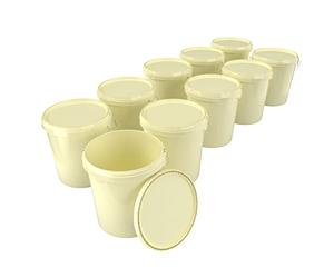 FixedByU Lot de 10 seaux vides avec couvercle de 16 l - Convient à un usage alimentaire - Hermétique et stable - Avec poignée et couvercle - Pour aliments, chimie et mur - Couleur : crème