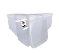 FixedByU Lot de 20 seaux couvercle - 10 l - Transparent - Rectangulaire - En plastique alimentaire, hermétique et stable - Seau vide poignée et couvercle - aliments, chimie, peinture, lessive en