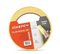 Fixency - 1x Ruban de Masquage Peinture (30 mm x 50 m) I Ruban Adhésif pour Peinture, Vernissage, Rénovation I Masquage Peinture Papier I Résistant à la Déchirure et au Décollement I Couleur: Jaune
