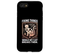 Fixer des Choses Pendant Que Mon Chat Les Casse drôle Coque pour iPhone SE (2020) / 7/8