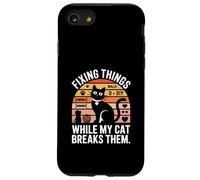Fixer des Choses Pendant Que Mon Chat Les Casse drôle Coque pour iPhone SE (2020) / 7/8