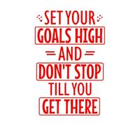 Fixez-vous des objectifs ambitieux et n'abandonnez pas avant de les atteindre (lettrage à la main) Stickers muraux 57.6x86.1cm Étanche Rouge