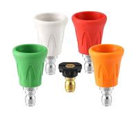 FIXFANS Lot de 5 embouts de buse de nettoyeur haute pression en acier inoxydable avec protection en caoutchouc, connexion rapide de 6,35 mm, orifice 3,5