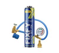FIXFY Kit 2 en 1 : tuyau avec manomètre, adaptateur et réfrigérant de rechange R1234YF avec huile - Remplissez vous-même la climatisation (véhicules à partir de l'année de construction 2017)