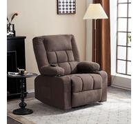 Fiximaster Fauteuil de relaxation ergonomique avec fonction allongée, avec poche latérale et 2 porte-gobelets, fauteuil TV pour salon et home cinéma (marron)