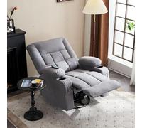 Fiximaster Fauteuil Relax Électrique avec Fonction de Massage et Chauffage, Inclinable avec Poche Latérale, 2 Porte-Gobelets et Port USB, Fauteuil TV Confortable pour Salon et Home Cinéma (Grey)