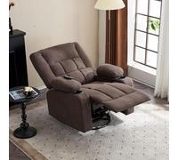 Fiximaster Fauteuil Relax Électrique avec Fonction de Massage et Chauffage, Inclinable avec Poche Latérale, 2 Porte-Gobelets et Port USB, Fauteuil TV Confortable pour Salon et Home Cinéma (Brown)