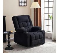 Fiximaster Fauteuil relaxant ergonomique avec fonction allongée, avec poche latérale et 2 porte-gobelets, fauteuil TV pour salon et home cinéma (noir)