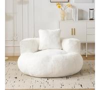 Fiximaster Pouf Rond Fausse Fourrure, Fauteuil Salon Confortable crème