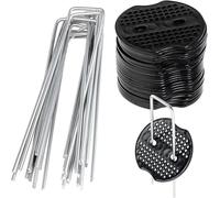 Fixing Pegs,Anchor Pegs,Fence Stakes,Staples for Mulching Fabric,50 Garden Stakes with 50 Washers,Galvanised Steel Fixing Pegs for Mulching and Gardening Canvas