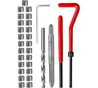 Fixinus 30pcs set M5 X 0.8mm kit d'insert de réparation de filetage, kit de réparation de filetage en acier inoxydable helicoil Coil Coil kit d'outils à main de réparation automobile compatible