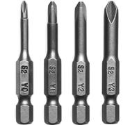 Fixinus Embouts de tournevis Y - Tige hexagonale 1/4" Y0 (3 mm) Y1 (4 mm) Y2 (5 mm) Y3 (6 mm) - Tournevis magnétique en acier S2 - 50 mm de long