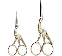 Fixinus Lot de 2 ciseaux à broder en acier inoxydable - Pour travaux manuels, broderie, couture, bricolage et usage quotidien (plaqué or, 9 cm + 11,5 cm)