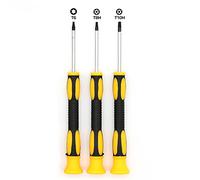 Fixinus Lot de 4 tournevis Torx T6 T8 T10 pour Xbox One, Xbox 360, PS3, PS4 avec embout magnétique et poignée pivotante (jaune, acier inoxydable, 17,8 x 9,9 x 1,5 cm)