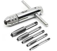 Fixinus Lot de 6 tarauds manuels HSS M3 M4 M5 M6 M8 avec poignée en T réglable