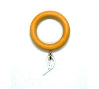 FixitFlo Lot de 10 anneaux de rideau en bois de hêtre avec œillets dorés et crochets blancs 30 mm