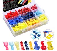 FIXITOK 160pcs Cosse Rapide Electrique Connecteur Kit, 60 pcs Connecteur Rapide T-Tap + 60pcs Connecteur Terminal Entièrement Isolé + 40pcs Connecteur Dérivation Rapide (Rouge/Bleu/Jaune)