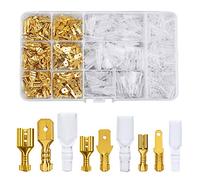 FIXITOK 480pcs 2,8/4n8/6,3mm Mâle Femelle Connecteur Sertir Bornes à épissure Rapide avec Isolation Manches Assortiment Kit pour Le câblage électrique Voiture l'audio Haut-Parleur (d'or)