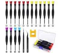 FIXITOK Set Tournevis, 18 pièces Jeu de Tournevis Magnétiques Électricien Tournevis Torx Cruciformes Plats Tournevis Pentalobe Hexagonaux Pinces pour réparation lunettes montre bijoux électroniques