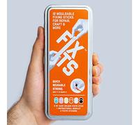Fixits Boîte cadeau avec 12 bâtons de colle écologique malléable réutilisable de 10 g, livret FixIts et 3 autocollants FixIts