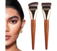 Fixleren Lot De 2 Pinceau Fond De Teint Fluide,Professionnel Kabuki Pinceaux Pour Le Vi ,Pour Appliquer & Estomper Tous Types De Maquillage Fuide.