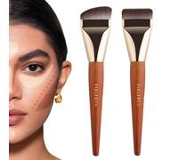 Fixleren Lot de 2 Pinceau Fond De Teint Fluide,Professionnel Kabuki Pinceaux pour le visage,Pour Appliquer & Estomper tous types de Maquillage Fuide.