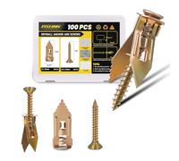 FIXLINK Kit d'ancrage auto-perceur pour cloison sèche, 100 pièces d'ancrage et vis en acier zingué, sans perçage ni trou dans le mur, pour TV, suspension murale, armoires