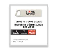 FixMeStick Stick de suppression de virus pour Apple Macs - Utilisation illimitée sur jusqu'à 5 ordinateurs pendant 2 ans - Fonctionne avec votre antivirus
