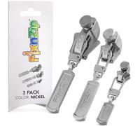 FixnZip Petit Moyen Grand Argent Nickel Remplacement Fermeture Curseur Fermeture Éclair Tirette Réparation Kit 3 Paquet
