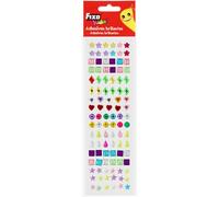Fixo Kids | 102 autocollants décoratifs brillants 3 | Couleurs et formes assorties | étoiles, gouttes, carrés, fleurs, strass cristal | Idéal pour les travaux manuels et accessoires de festival