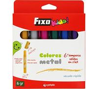 Fixo Kids. 35199 Boîte de 6 tétines solides en stick, couleurs assorties en métal