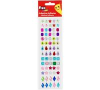 Fixo Kids | 70 autocollants décoratifs brillants 2 | Couleurs et formes assorties | étoiles, gouttes, carrés, fleurs, strass cristal | Idéal pour les travaux manuels et accessoires de festival