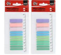 Fixo Notes | 220 marqueurs adhésifs couleur pastel avec règle 13 cm | PET translucide | 2 tailles : 12 x 45 mm et 6 x 45 mm | Vous pouvez écrire avec un crayon et un stylo | Résistants à l'eau |