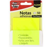 Fixo Notes Notes Adhésives Transparentes 50 Notes 75 X 75 Mm Plastique Jaune Fluo S Et Imperméables Parfait Pour Les Livres Scolaires Et Les Documents De Bureau