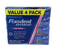 Fixodent Advanced Max Hold Lot de 4 adhésifs pour prothèses dentaires 62,4 g