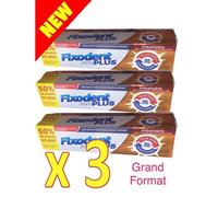 Fixodent - Fixodent Pro Grand Format 60 G Duo Action - Crème Adhésive Premium Pour Prothèses Dentaires - Lot De 3 Tubes De 60g