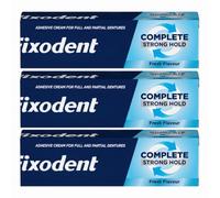 Fixodent Lot de 3 crèmes adhésives complètes pour prothèses dentaires 47 g - Saveur menthe fraîche - Tenue et confort tout au long de la journée - Joint solide pour prothèses dentaires complètes et