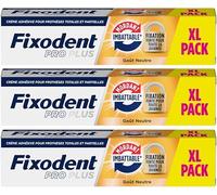 Fixodent Pro plus Crème Adhésive pour prothèses Totales & Partielles Mordant Imbattable 57g XL pack x 3