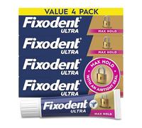Fixodent Ultra Max Hold Secure Lot de 4 Pate Dentaire Adhésive pour Prothèses Dentaires Complètes et Partielles, 62,4 g