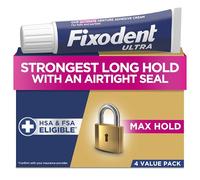 Fixodent Ultra Max Hold Secure Lot de 4 Pate Dentaire Adhésive pour Prothèses Dentaires Complètes et Partielles, 62,4 g